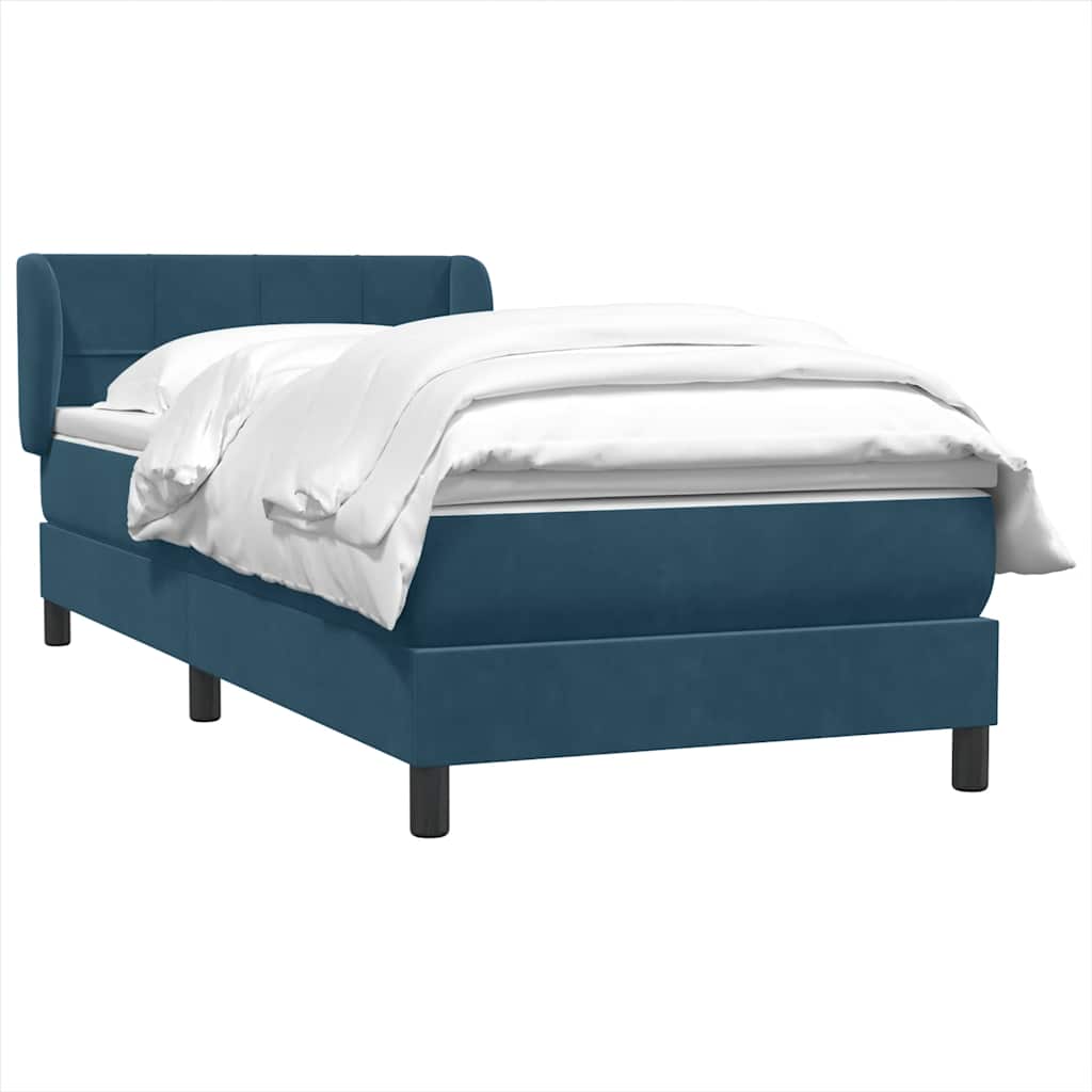 vidaXL Boxspringbett mit Matratze Dunkelblau 100x220 cm Samt