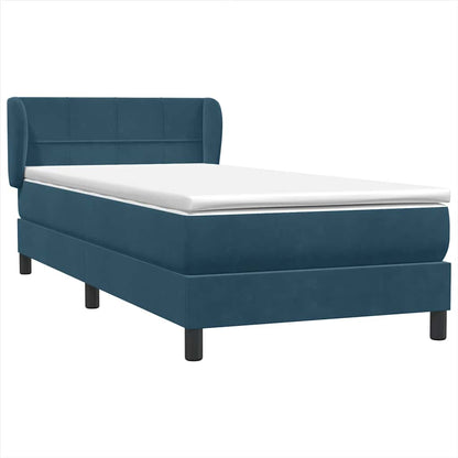 vidaXL Boxspringbett mit Matratze Dunkelblau 100x220 cm Samt