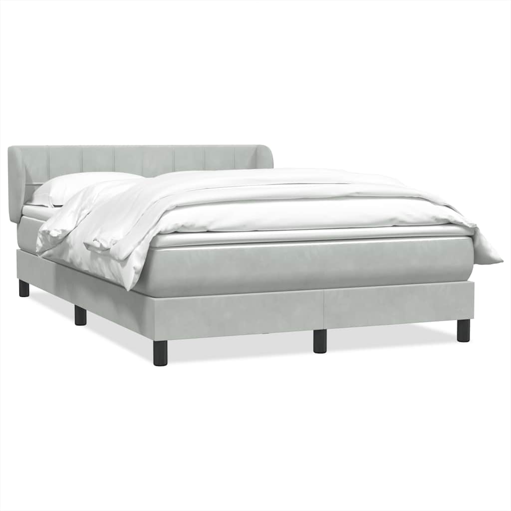 vidaXL Boxspringbett mit Matratze Hellgrau 140x220 cm Samt