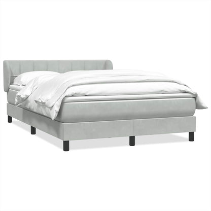vidaXL Boxspringbett mit Matratze Hellgrau 140x220 cm Samt