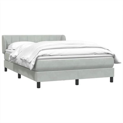 vidaXL Boxspringbett mit Matratze Hellgrau 140x220 cm Samt