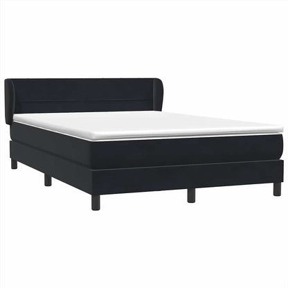 vidaXL Lit tapissier avec matelas Noir 140x220 cm Velours