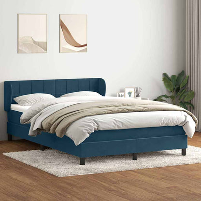 vidaXL Boxspringbett mit Matratze Dunkelblau 140x220 cm Samt