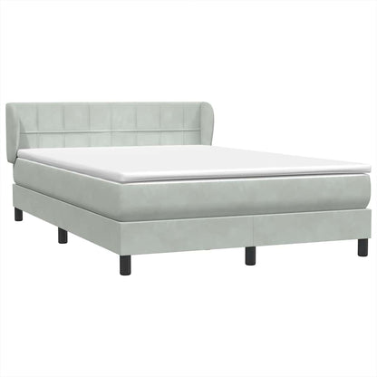 vidaXL Lit boxspring avec matelas Gris clair 160x220 cm Velours