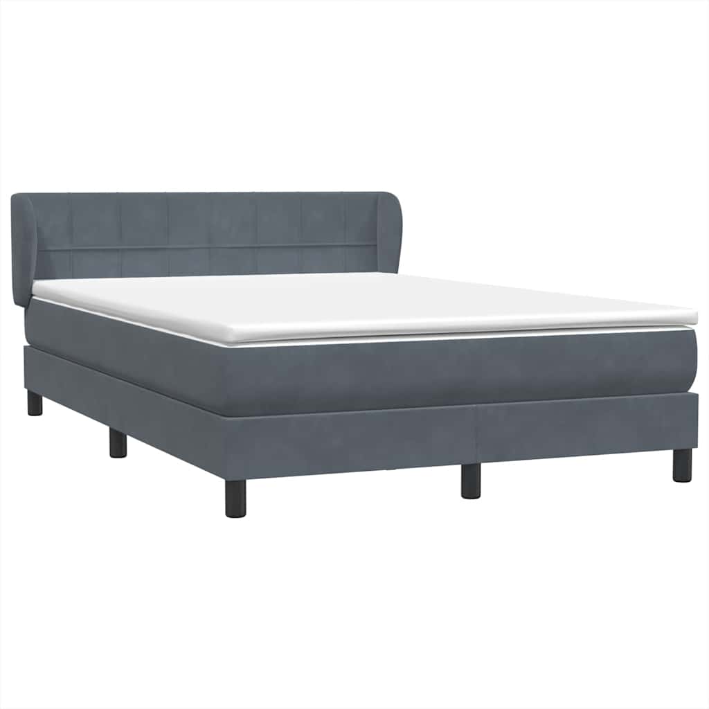 vidaXL Boxspringbett mit Matratze Dunkelgrau 160x220 cm Samt