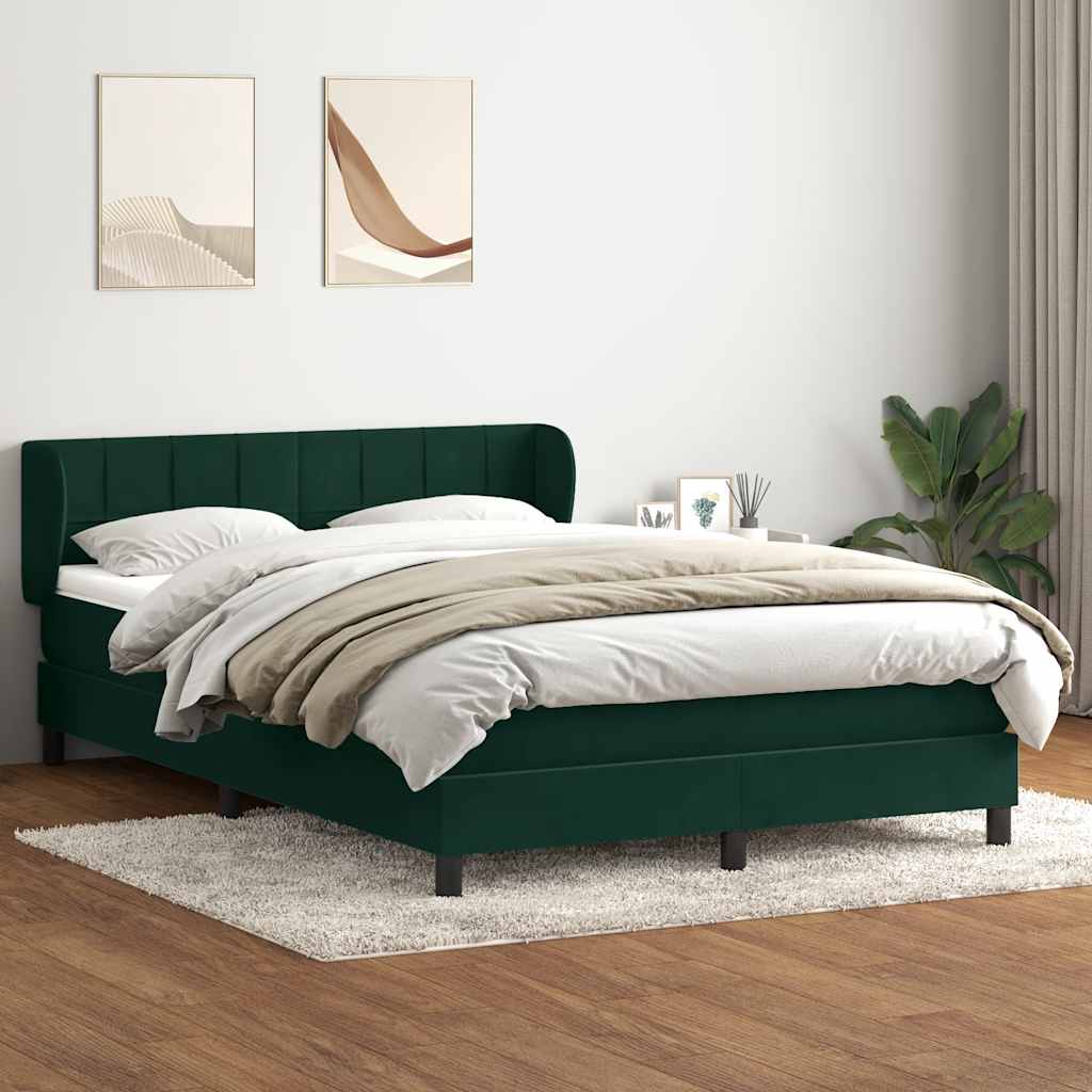 vidaXL Lit boxspring avec matelas Velours vert foncé 160x220 cm