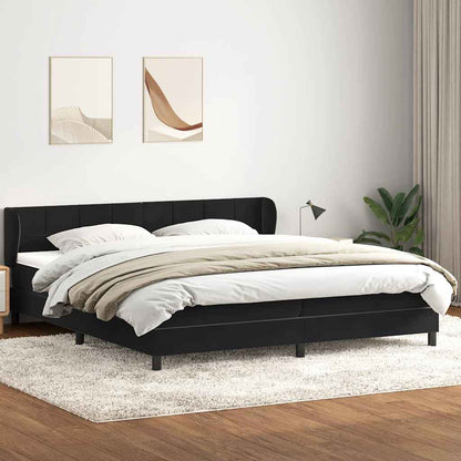 vidaXL Lit coffre avec matelas Noir 200x220 cm Velours