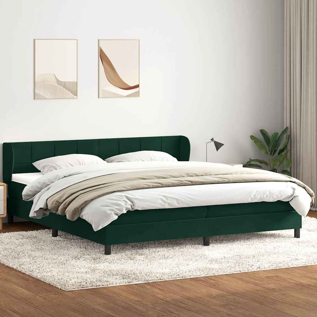 vidaXL Boxspringbett mit Matratzen Dunkelgrün 200x220 cm Samt