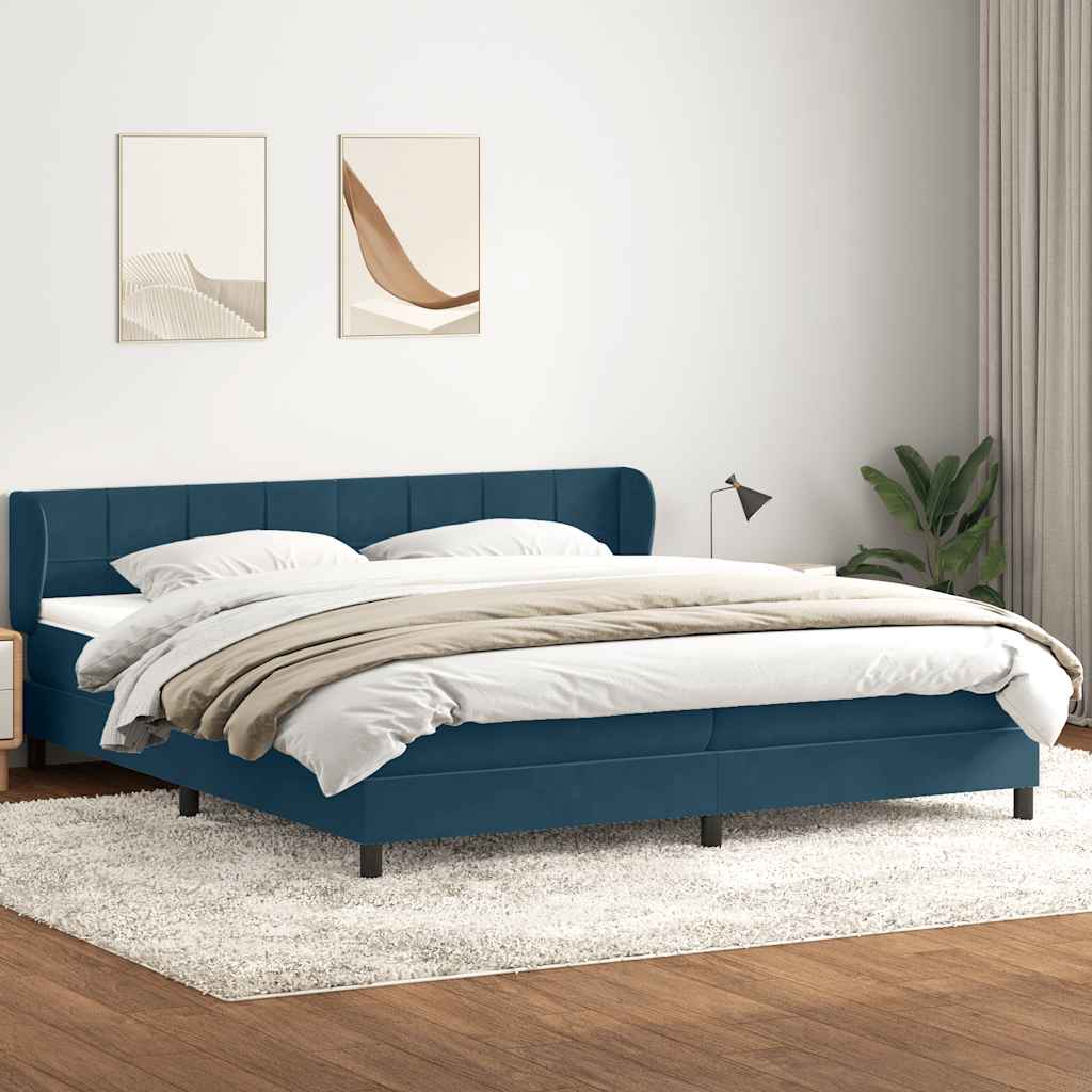 vidaXL Lit coffre avec matelas Bleu foncé 200x220 cm Velours
