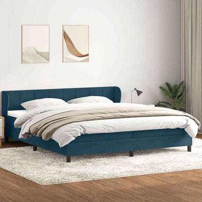 vidaXL Lit coffre avec matelas Bleu foncé 200x220 cm Velours