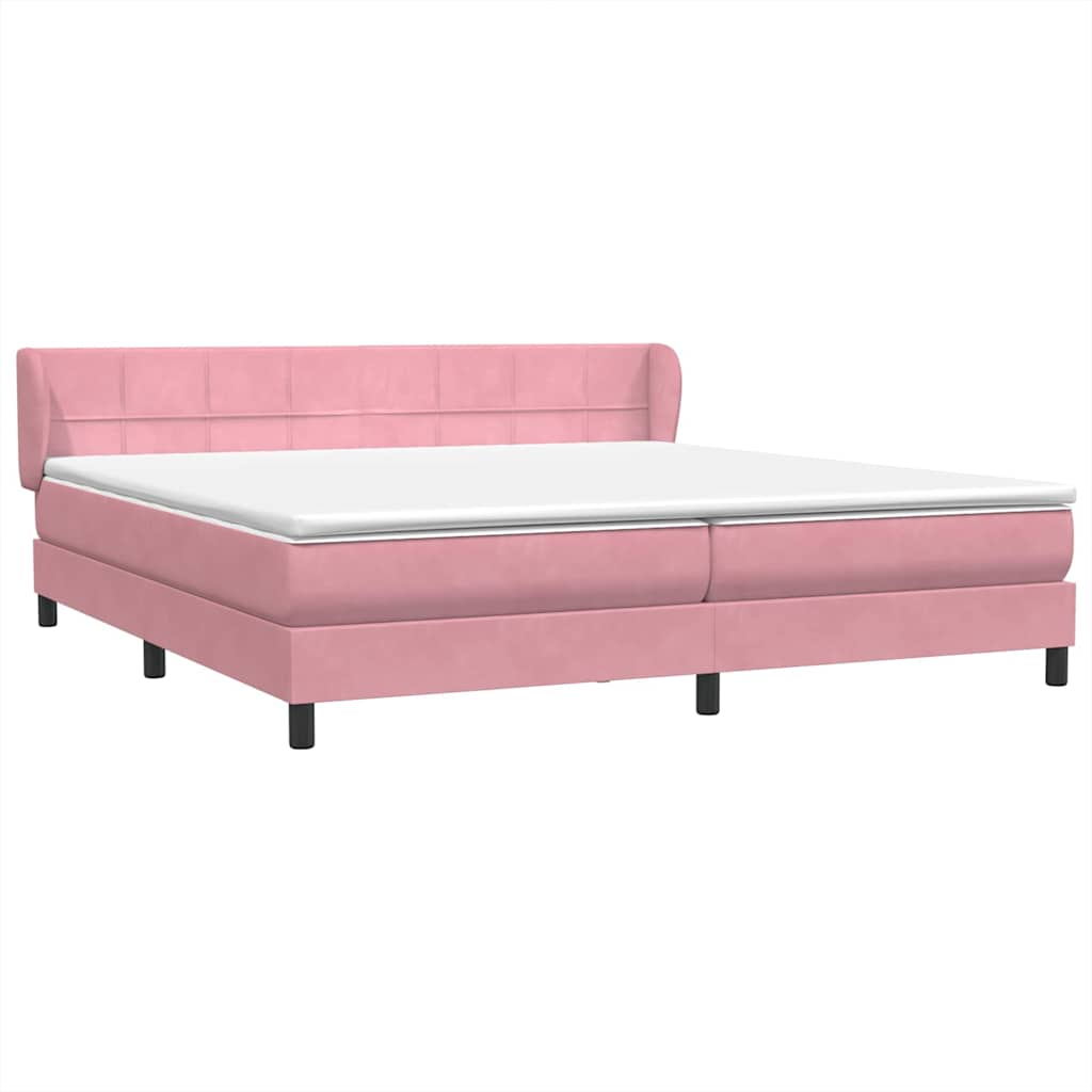 vidaXL Lit coffre avec matelas Rose 200x220 cm Velours