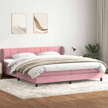 vidaXL Lit coffre avec matelas Rose 200x220 cm Velours