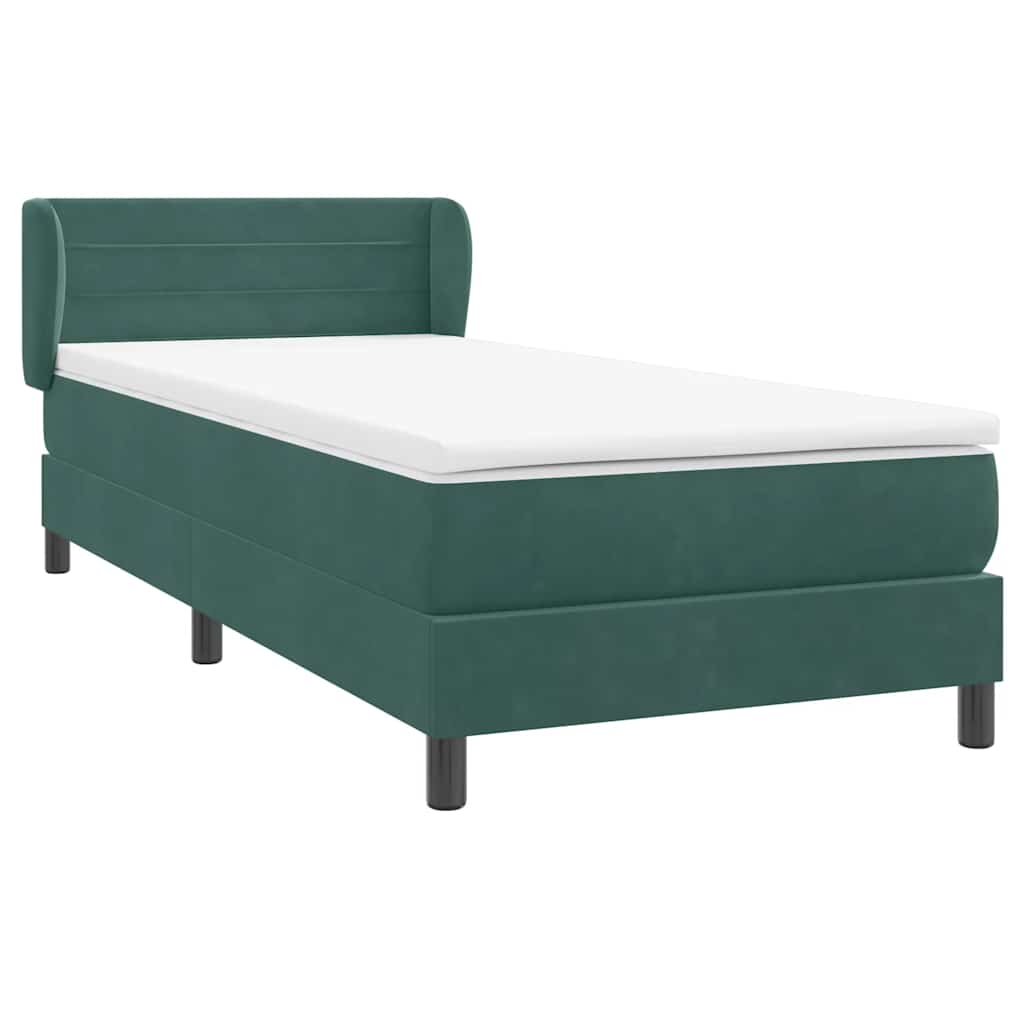 vidaXL Boxspringbett mit Matratze Dunkelgrün 80x210 cm Samt