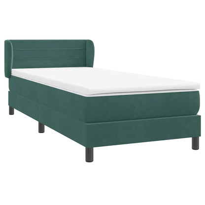 vidaXL Boxspringbett mit Matratze Dunkelgrün 80x210 cm Samt