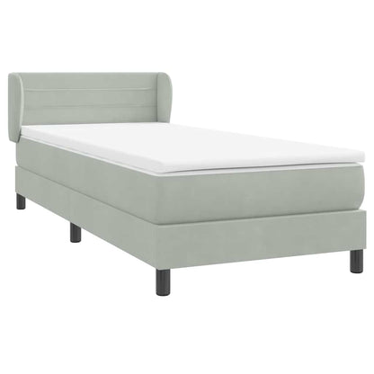 vidaXL Boxspringbett mit Matratze Hellgrau 90x210 cm Samt