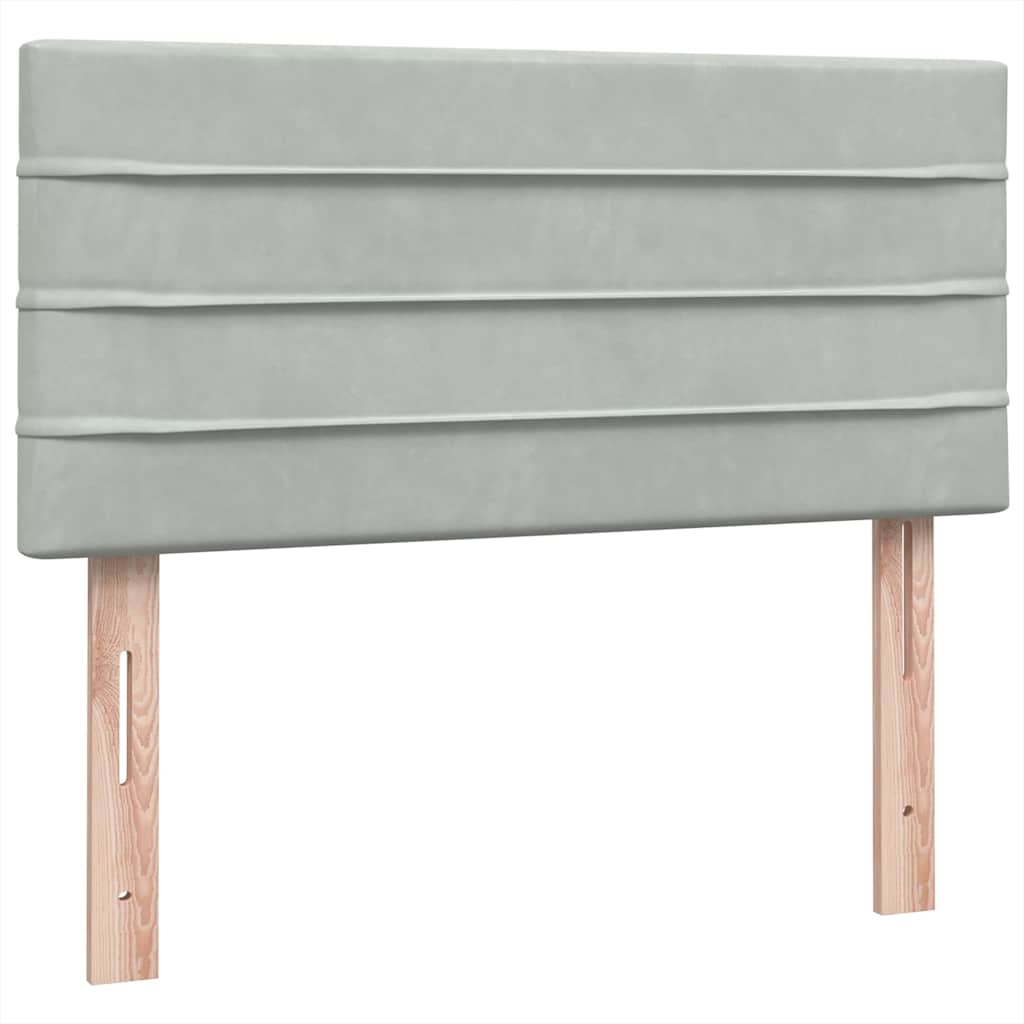 vidaXL Boxspringbett mit Matratze Hellgrau 90x210 cm Samt