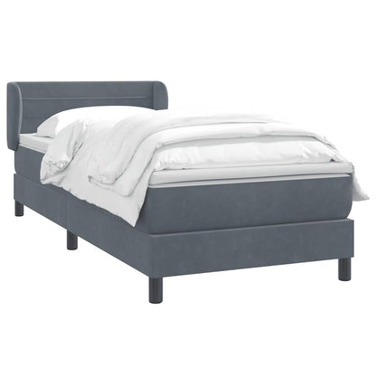 vidaXL Boxspringbett mit Matratze Dunkelgrau 90x210 cm Samt