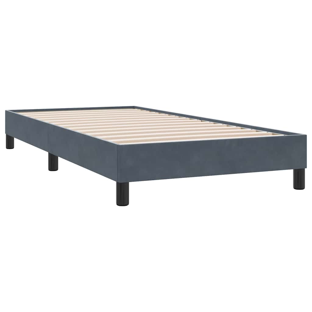 vidaXL Boxspringbett mit Matratze Dunkelgrau 90x210 cm Samt