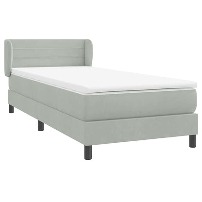 vidaXL Boxspringbett mit Matratze Hellgrau 100x210 cm Samt