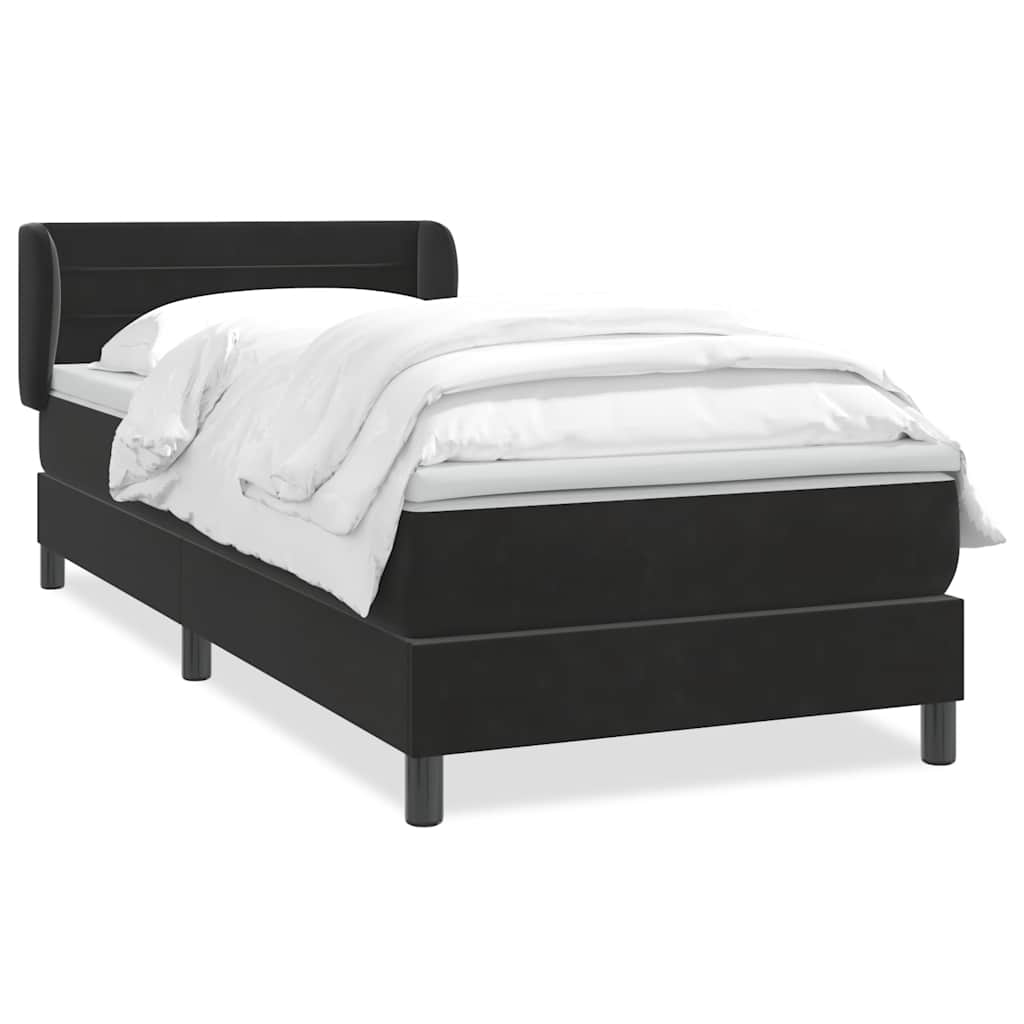 vidaXL Boxspringbett mit Matratze Schwarz 100x210 cm Samt