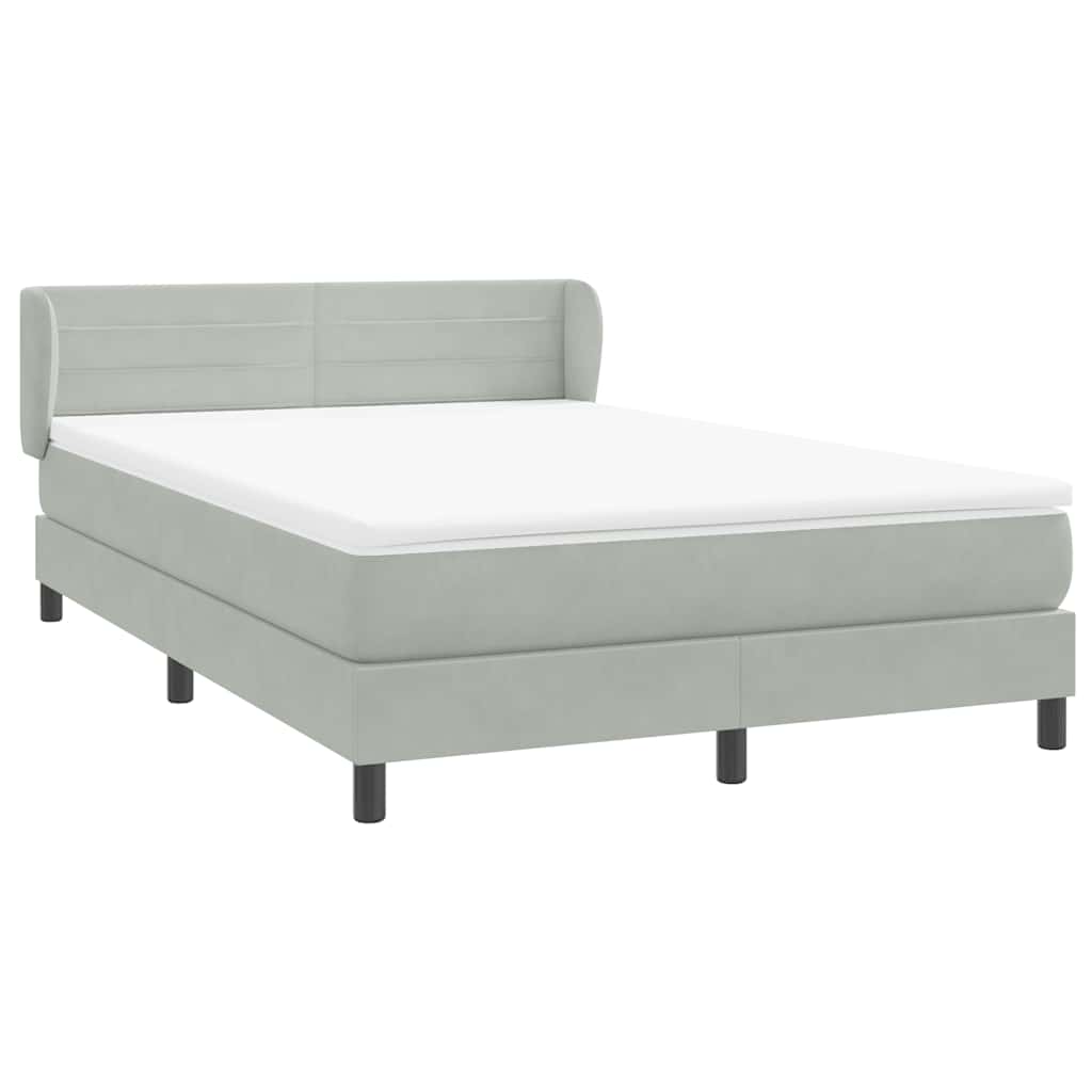 vidaXL Boxspringbett mit Matratze Hellgrau 140x210 cm Samt