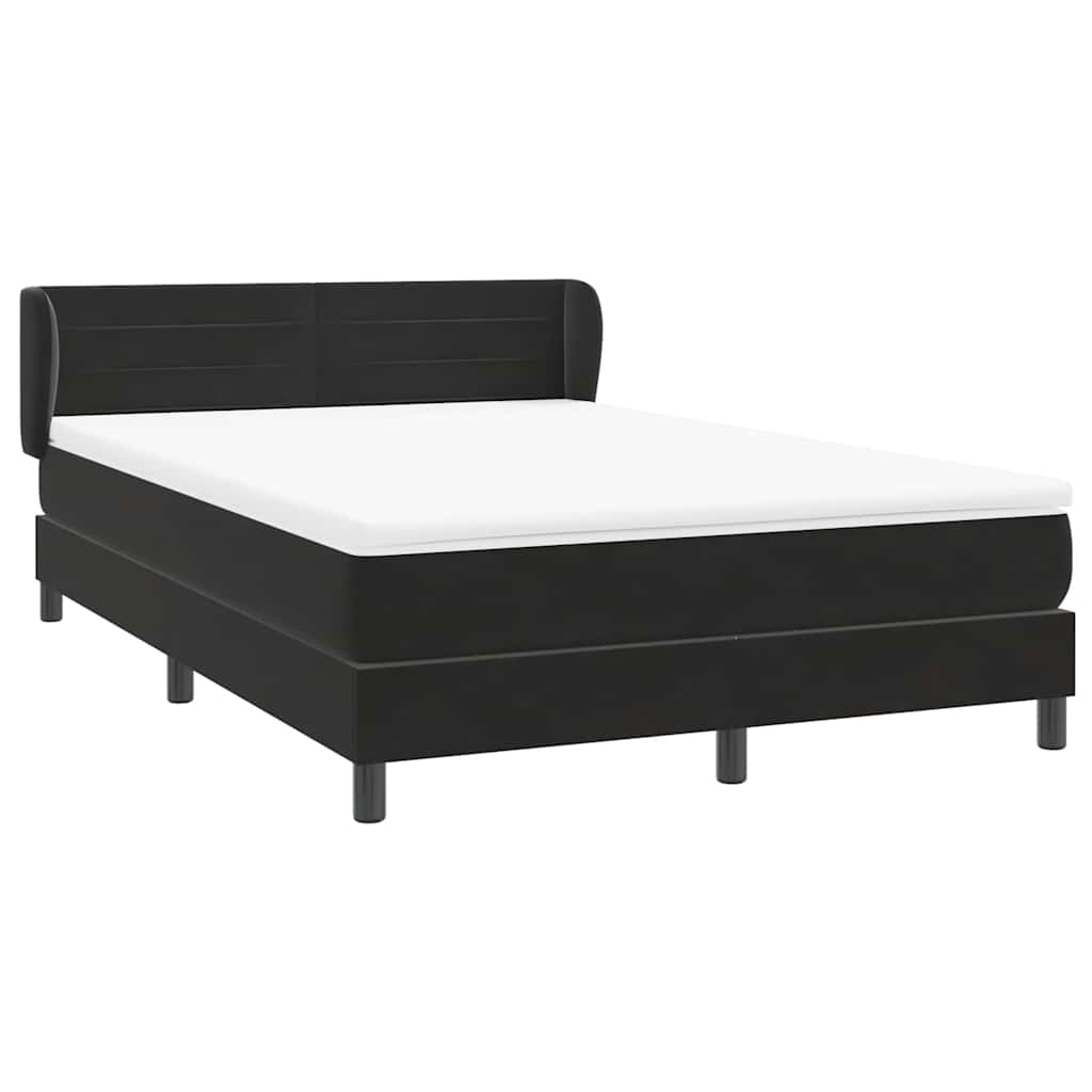 vidaXL Lit boxspring avec matelas Velours noir 140x210 cm