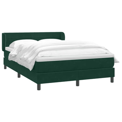 vidaXL Boxspringbett mit Matratze Dunkelgrün 140x210 cm Samt