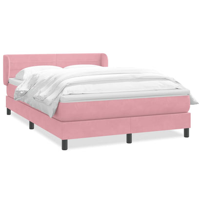 vidaXL Boxspringbett mit Matratze Rosa 140x210 cm Samt