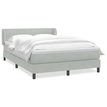 vidaXL Boxspringbett mit Matratze Hellgrau 160x210 cm Samt