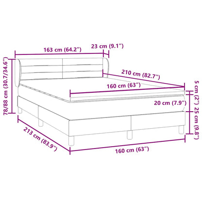vidaXL Boxspringbett mit Matratze Dunkelblau 160x210 cm Samt
