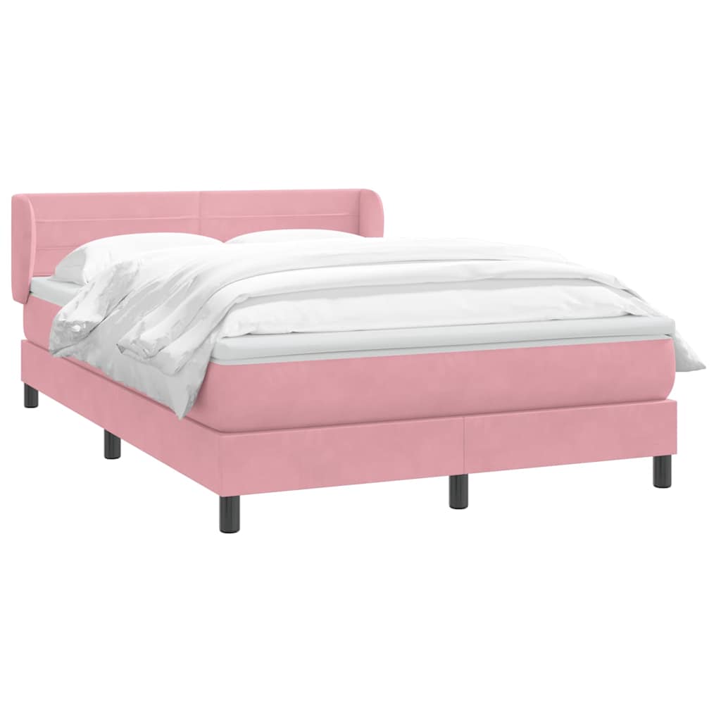 vidaXL Boxspringbett mit Matratze Rosa 160x210 cm Samt