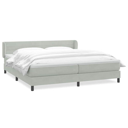 vidaXL Boxspringbett mit Matratzen Hellgrau 180x210 cm Samt