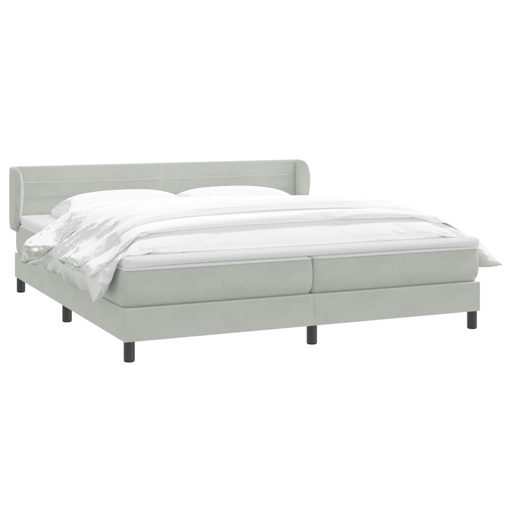 vidaXL Boxspringbett mit Matratzen Hellgrau 180x210 cm Samt
