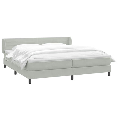 vidaXL Boxspringbett mit Matratzen Hellgrau 180x210 cm Samt