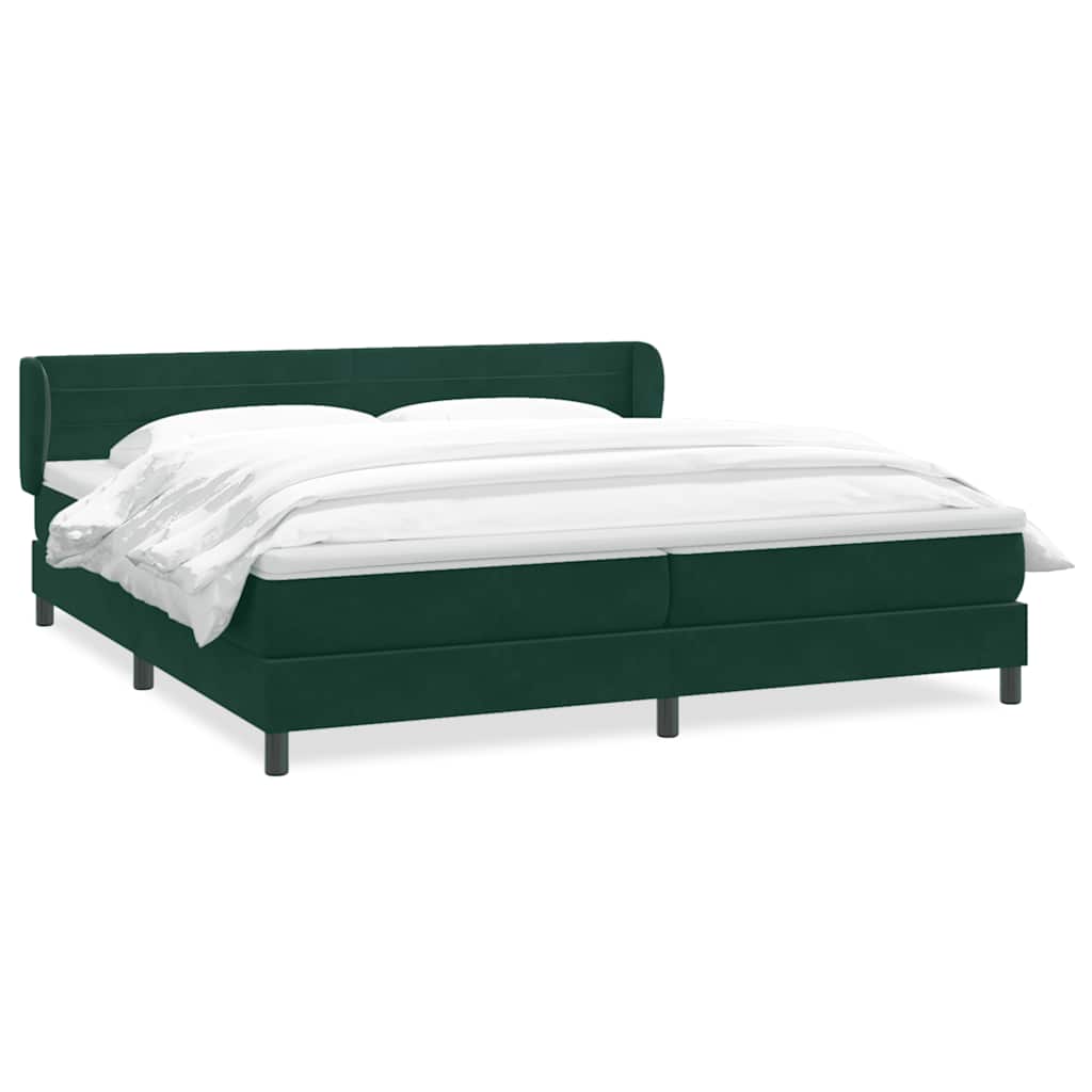 vidaXL Boxspringbett mit Matratzen Dunkelgrün 180x210 cm Samt
