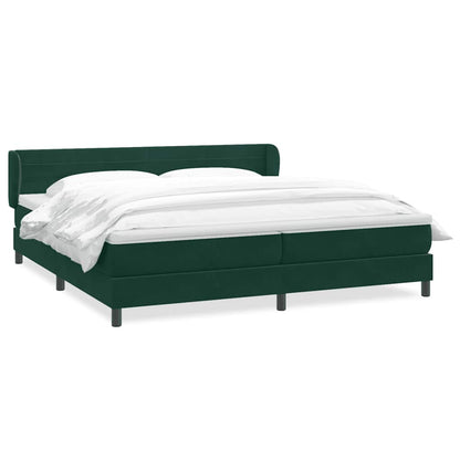 vidaXL Boxspringbett mit Matratzen Dunkelgrün 180x210 cm Samt