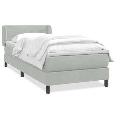 vidaXL Boxspringbett mit Matratze Hellgrau 80x220 cm Samt