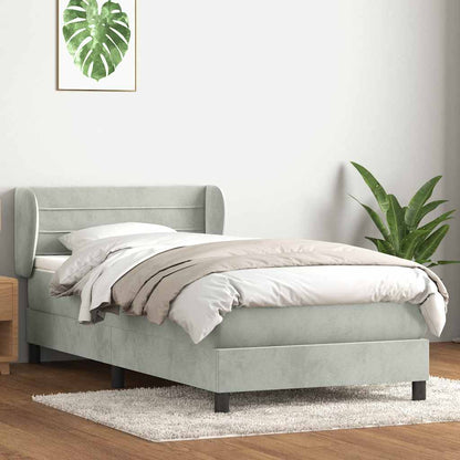 vidaXL Boxspringbett mit Matratze Hellgrau 80x220 cm Samt
