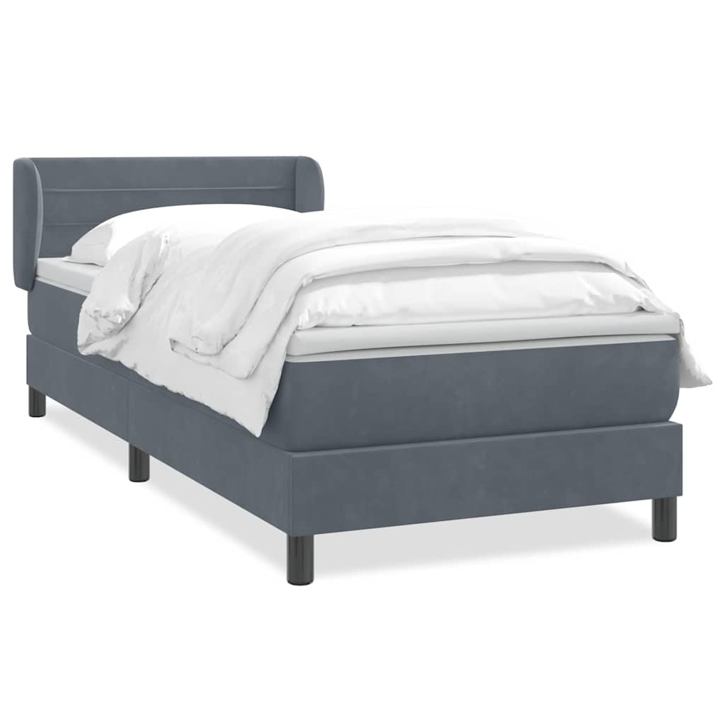 vidaXL Boxspringbett mit Matratze Dunkelgrau 80x220 cm Samt