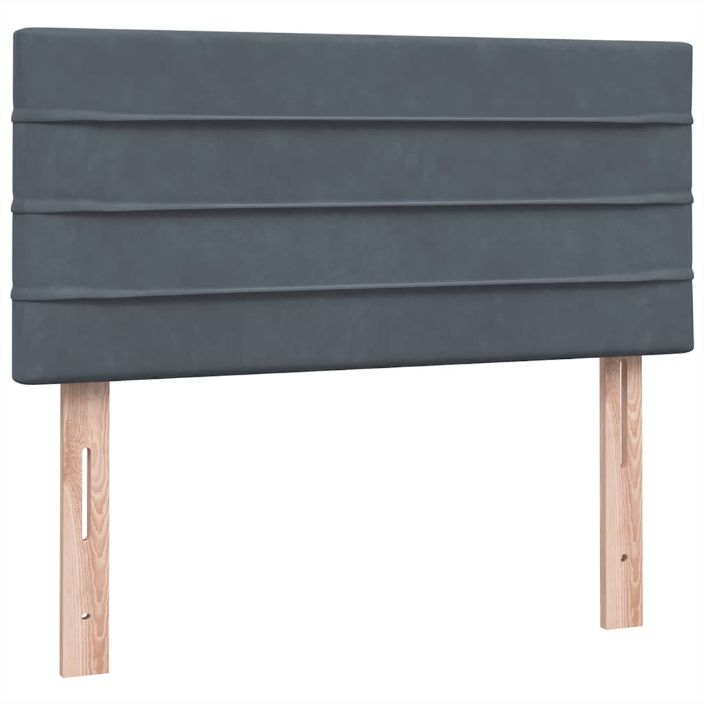 vidaXL Boxspringbett mit Matratze Dunkelgrau 80x220 cm Samt