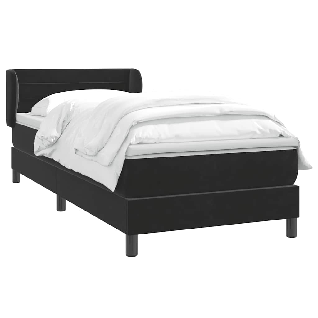 vidaXL Boxspringbett mit Matratze Schwarz 90x220 cm Samt
