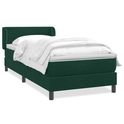 vidaXL Lit tapissier avec matelas Vert foncé 90x220 cm Velours
