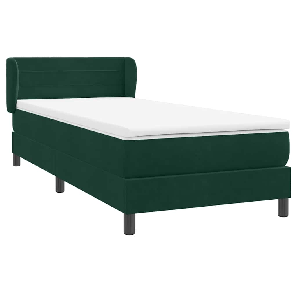 vidaXL Lit tapissier avec matelas Vert foncé 90x220 cm Velours
