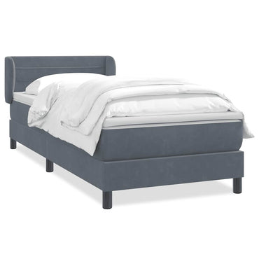 vidaXL Boxspringbett mit Matratze Dunkelgrau 100x220 cm Samt