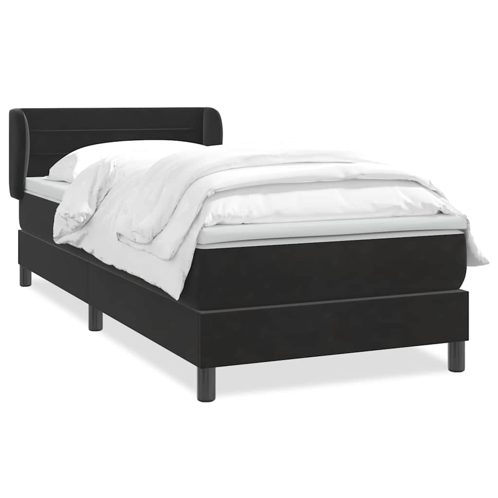 vidaXL Boxspringbett mit Matratze Schwarz 100x220 cm Samt