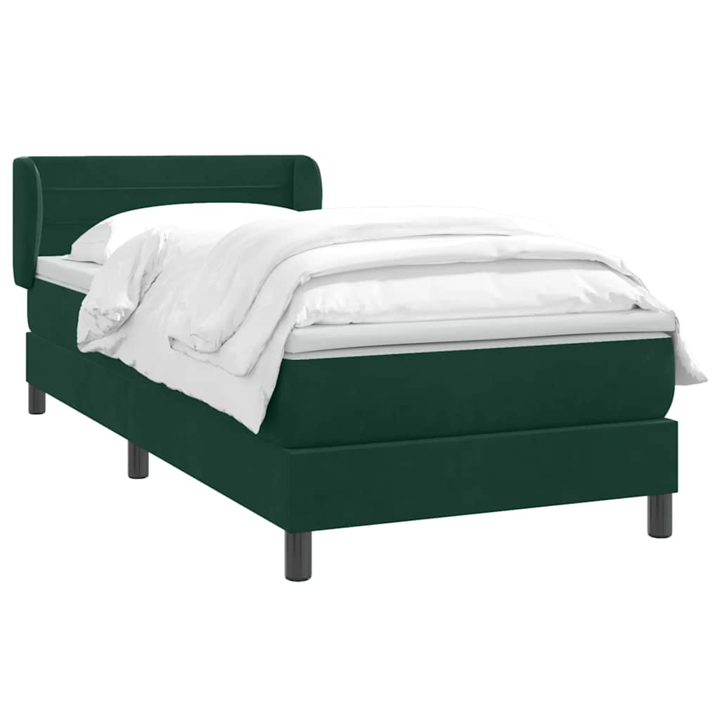 vidaXL Boxspringbett mit Matratze Dunkelgrün 100x220 cm Samt