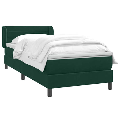 vidaXL Boxspringbett mit Matratze Dunkelgrün 100x220 cm Samt