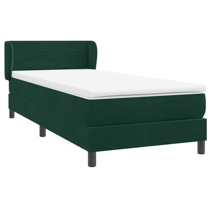 vidaXL Boxspringbett mit Matratze Dunkelgrün 100x220 cm Samt