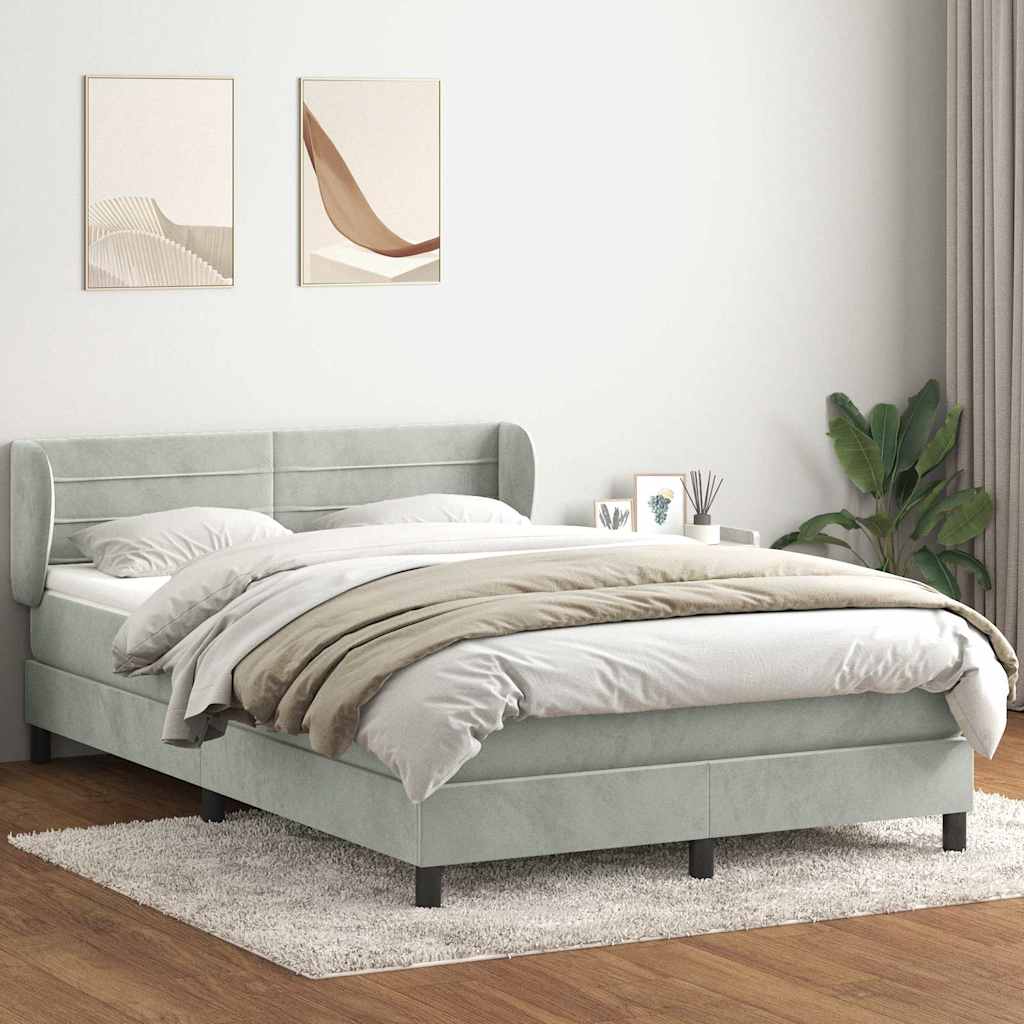 vidaXL Lit tapissier avec matelas Gris clair 140x220 cm Velours
