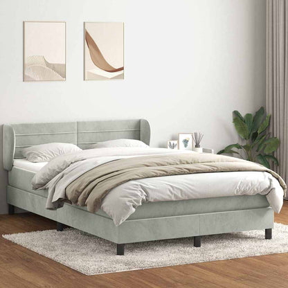 vidaXL Lit tapissier avec matelas Gris clair 140x220 cm Velours